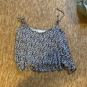 Black and white flower flowy top